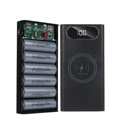 Tragbare 5W 10W 22,5W Schnellladung QC3.0 PD Abnehmbare LCD 6x21700 Batterie für Case Power Bank für Shell Wireless Charging