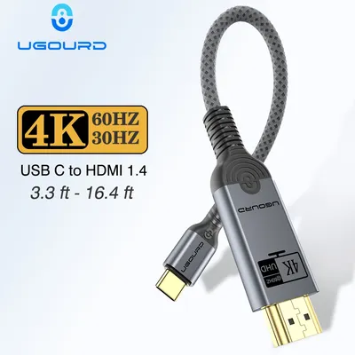 Ugourd usb c zu hdmi 2,0 kompatibles kabel 4k @ 60hz usb typ c zu hdmi 1,4 kabel hdtv konverter 4 k30hz für macbook ipad pro samsung Image