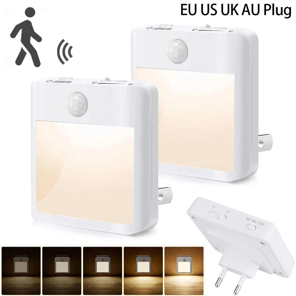 Plug-in-Nachtlicht mit Bewegungssensor, automatische Dämmerung bis Morgendämmerung, dimmbar, kabelloser Sensor, warmweißes LED-Nachtlicht für Kinderzimmer