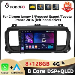 Podofo 9'' WIFI 4G Car Radio For Citroen Jumpy 3/Peugeot Expert/Toyota Proace 2016 Navigation GPS Carplay Android Auto 8Core DSP