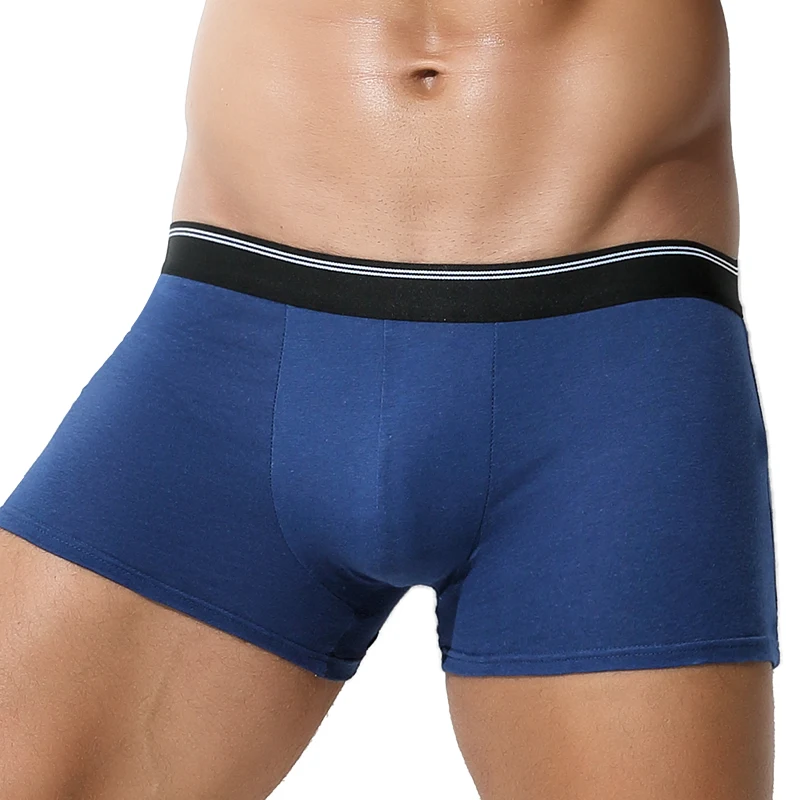 3er-Pack Herren-Unterwäsche in reiner Farbe, atmungsaktive Boxershorts aus reiner Baumwolle, mittlere Taille, Sommer, Jungen, große Größe, Sport-Baumwoll-Boxershorts B Image