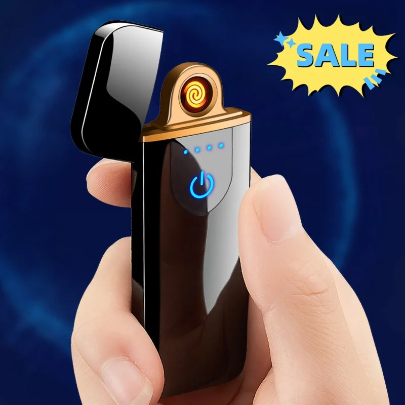 Berührungsempfindliches USB-Lade-Wolframdraht-Feuerzeug für den Außenbereich, winddicht, elektrisch, flammenlos, Spule, Zigarettenanzünder als Geschenk für Männer Image