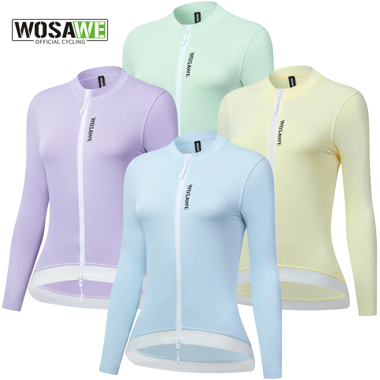 WOSAWE Damen-Radtrikot, atmungsaktiv, schnell trocknend, Fahrradbekleidung, schweißhemmend, Rennrad-Shirt, schmale Passform, mit Zwei-Wege-YKK-Reißverschluss Image