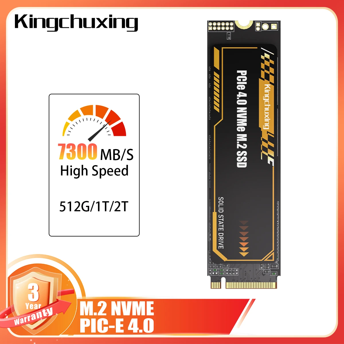 Kingchuxing M.2 NVMe SSD 7300 MB/s Internes Solid-State-Laufwerk PCIe4.0x4 M.2 2280 2 TB 1 TB 512 GB SSD für PC/Laptop/PS5 Image