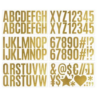 6 Blatt 2,5 Zoll goldene Buchstabenaufkleber, Buchstaben- und Zahlen-Set, Alphabet-Aufkleber für Image