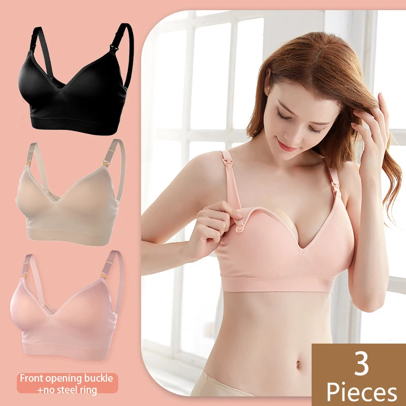 3Pcs 2025, neuer Schwangerschafts-Still-BH, Stillen, schwangere Mutter, Mama, offene Brust-BH, drahtlos, Schlafunterwäsche, Still-Bralette Image