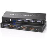 4K@60Hz HDMI KVM Switch 1 Monitors 2 Computers with 4 Port USB 3.0 Hub 2 Port HDMI KVM Switch for 2 Computers Share 1 Set of Keyboard Mouse and 1 Monitor