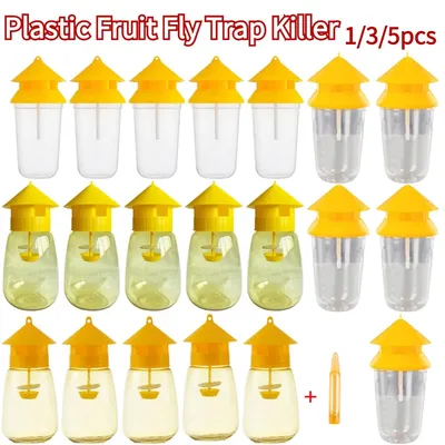 1/3/5PCS Plastic Fruit Fly Trap Killer Drosophila Trap Anti Fly Fruit Fly Killer Catcher Orchard