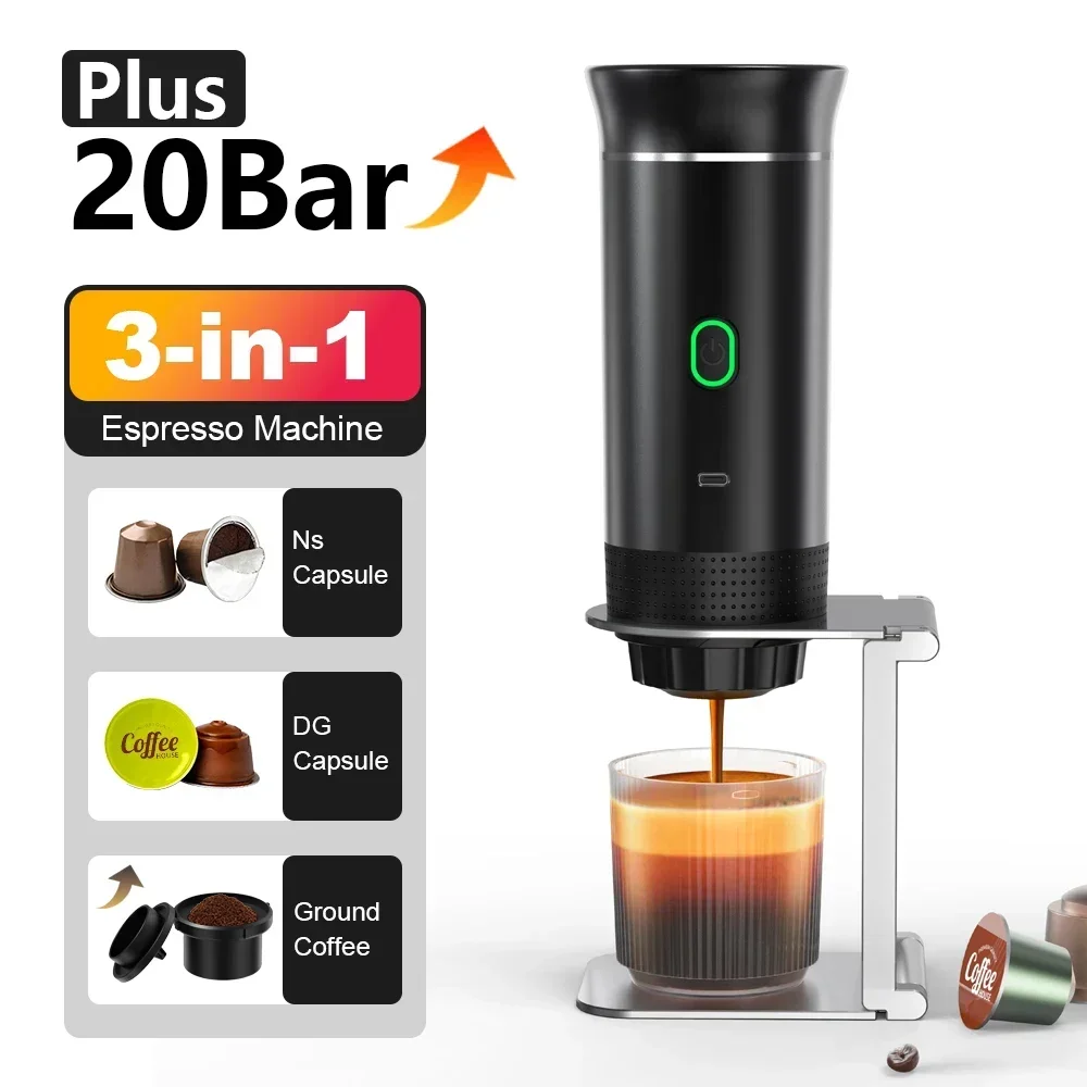 Cafetière à capsules électrique Portable sans fil, cafetière de Camping entièrement automatique, expresso en poudre, cafetière de voyage