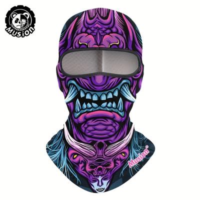 TEMU Musion Devil Full Face Mask Print Balaclava Helmet Liner Sweat-absorbent Breathable For Cycling