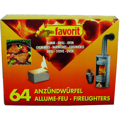 Favorit - Anzündewürfel für Grill, Kamin + Ofen weiße Anzünder 64 Stück Image
