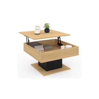 Niedriger Tisch mit hochklappbarer Platte eden quadratisch aus Holz und Schwarz Image