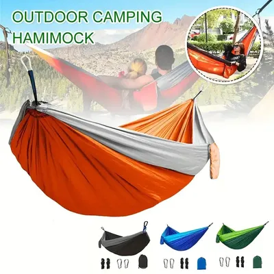 Outdoor Lightweight Nylon Camping Hammock with Hanging Straps Perfect for Backpacking Travel Beach Yard and Garden
