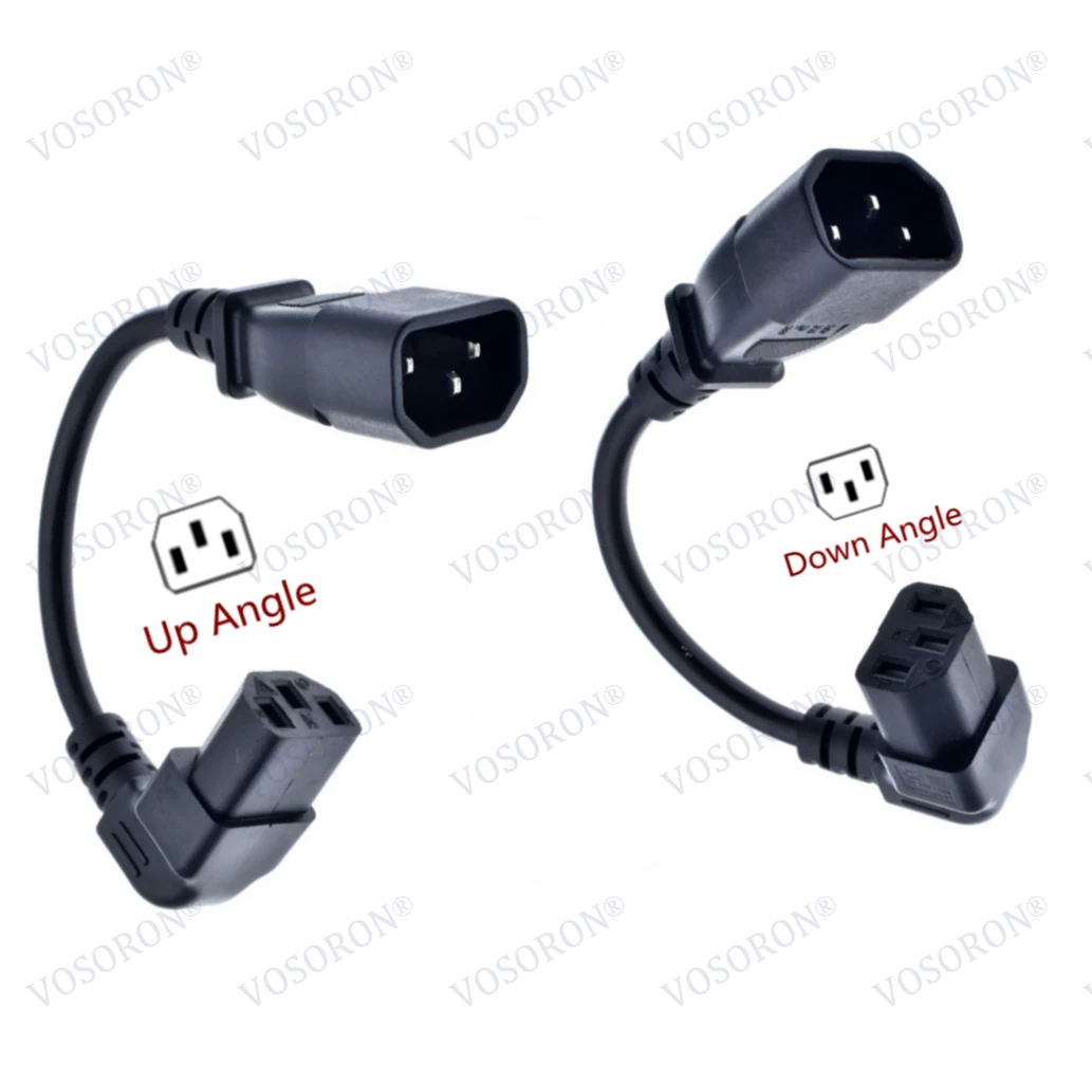 IEC 320 90 Grad C13 3-polige Buchse auf C14 3-poliger Stecker PDU-Netzteil-Verlängerungskabel für Computer, LED, HDTV, Monitor und Scanner Image