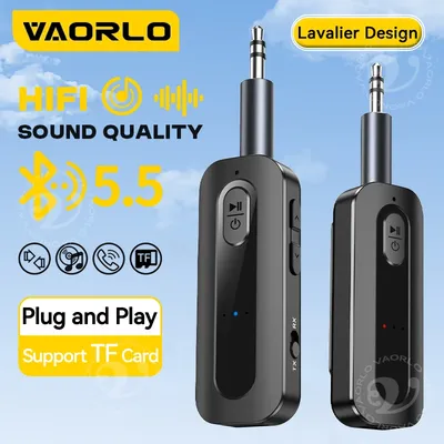 VAORLO Lavalier Bluetooth 5.5 Audio Sender Empfänger 3,5 MM AUX TF Karte Spielen Hifi Stereo Musik Image