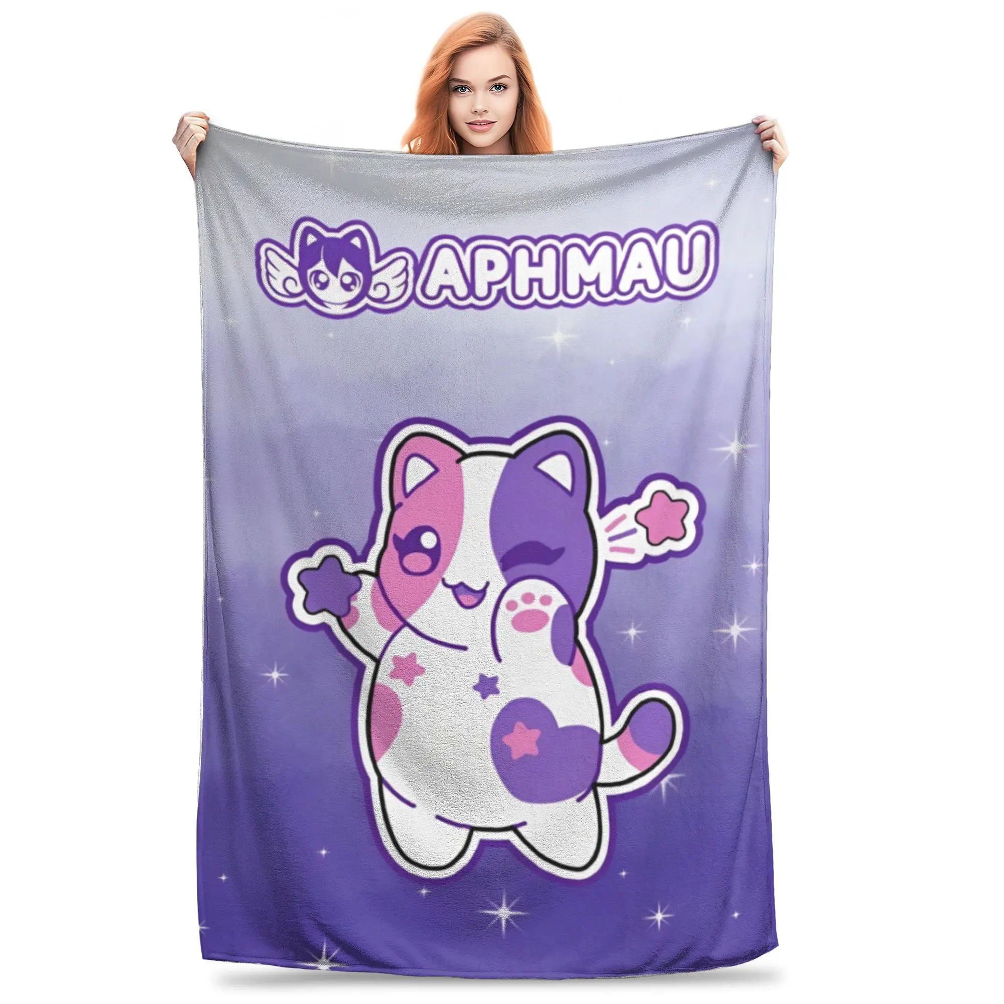 APHMAU Kawaii Katzen Decken Leichte dünne Flanell Heilung Geschenke Überwurf Decke Tagesdecken Image