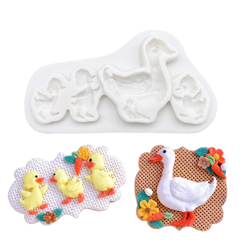 Ente Enten küken Silikon Sugar craft Form Schokolade Cupcake Backen Fondant Kuchen Dekorations werkzeuge Image
