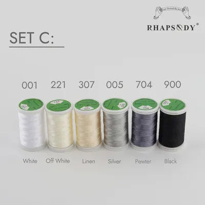 Rhapsody Premium-Polyester-Stickgarn, 200 Meter pro Spule für Brother Babylock Janome Singer Home Machine Sewing