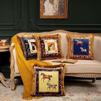 Luxus Kissen bezug Pferd Muster doppelseitige Samt Umarmung Kissen bezug Sofa Büro Wohnzimmer Auto Image