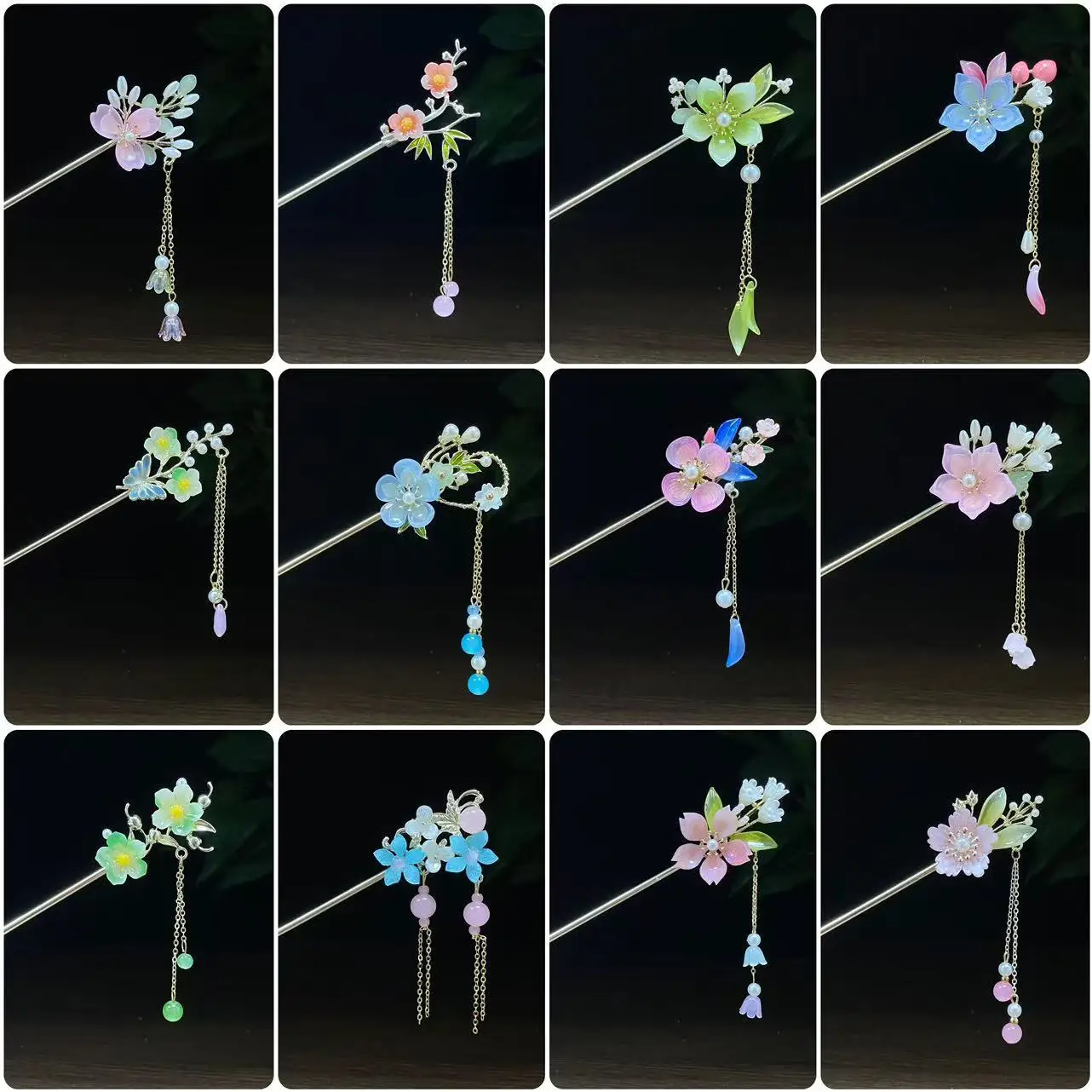 Alten Stil Mädchen Haarnadel Elegante Metall Schmuck Haar Stick Vintage Blume Schmetterling Quaste Haar Pins Hanfu Haar Zubehör Image