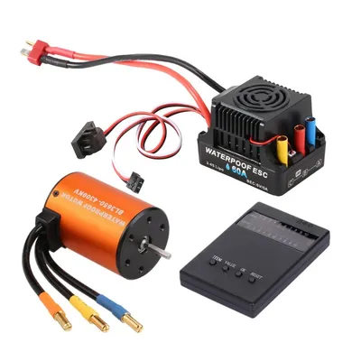 Neuer wasserdichter bürstenloser Motor 3650 4300 KV mit 60 A 2-4S Lipo ESC Programmierkarte Combo Set für 1/10 RC Car Truck