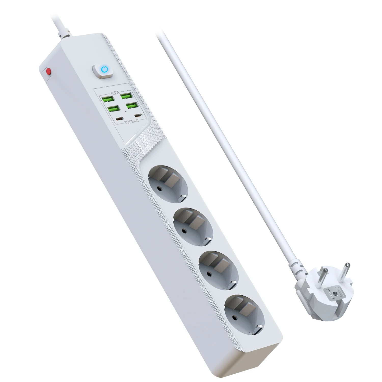 EU-Stecker Desktop-Stromversorgungsplatine 4 AC-Steckdosen 4 USB- und 2 Typ-C-Ladeanschlüsse Überlastschutz 1,8 m Verlängerungskabelbuchse Image