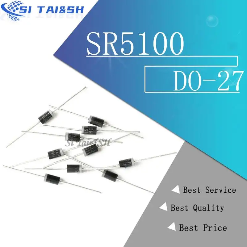 20 Stück Schottky Diode sr5100 5a/100V do-27 sb5100 Image