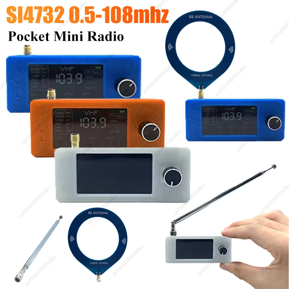 SI4732 0,5-108 MHz tragbares Radio LSB USB AM FM Pocket Mini Radio 1,9 Zoll IPS Bildschirm FM/AM Radio mit Antenne HF SW MW VHF Radio Image