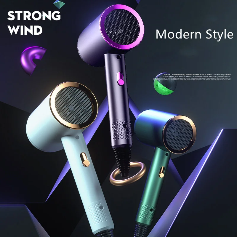 Tragbarer blauer Hochleistungs-Haartrockner für zu Hause, 1200 W, professioneller Haartrockner, starker Wind, Salon-Negativ-Ionen-Haartrockner Image