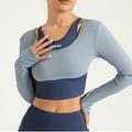 Per donna Girocollo Top yoga Collage Color Block Nero Blu turchese Elastene Yoga Fitness Corsa Maglietta Superiore Manica lunga Sport Abbigliamento sportivo Traspirante Asciugatura rapida Leggero