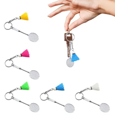 Mini 3D Badminton Racket Balls Sports Keyring Pendant Keyfob DIY Keychain Holder Ring Car Bag