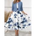 Set Abito da Donna Abito Midi Abito A Linea Abito Estivo Abito Casual Stampa Floreale Manica Semiperfetta Collo Tondo Vacanza Appuntamento Rosa Blu Viola Estate Primavera Vestibilità Regolare