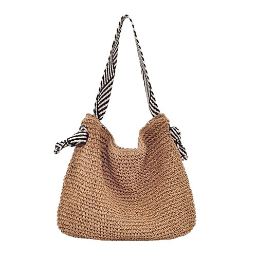 borsa a tracolla in paglia intrecciata da donna – borsa da spiaggia boho chic con spallacci con stampa zebra, borsa estiva leggera per viaggi, vacanze e uscite informali