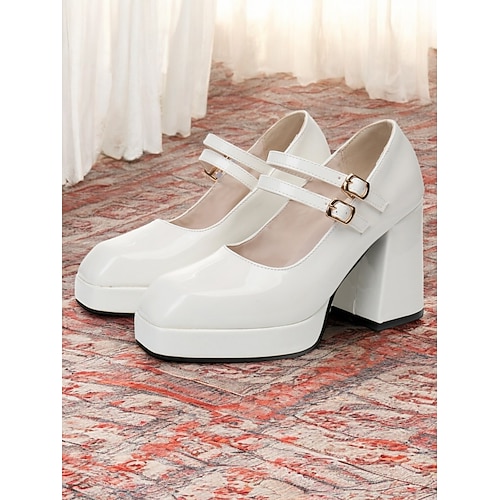 scarpe con tacco mary jane a doppio cinturino retrò anni '80 da donna – scarpe con plateau e tacco a blocco in vernice verde per la moda, le feste e l'abbigliamento casual di ispirazione vintage