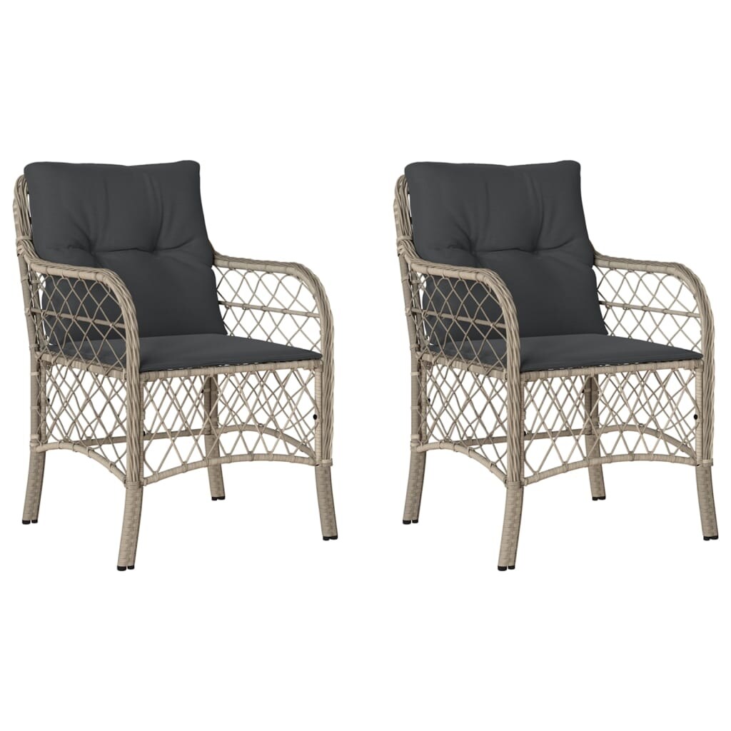 vidaXL Gartenstühle mit Kissen 2 Stk. Hellgrau Poly Rattan Image