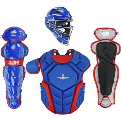 All Star Top Star NOCSAE Certified Baseball Catcher's Kit - Ages 9-12 Royal/Scarlet