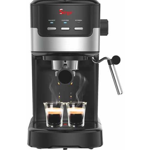 Sirge CREMAEXPR+ Espresso- und Cappuccino-Kaffeemaschine mit 2 Filtern, 1100W, 15bar [Italienische Pumpe], schwarz Image
