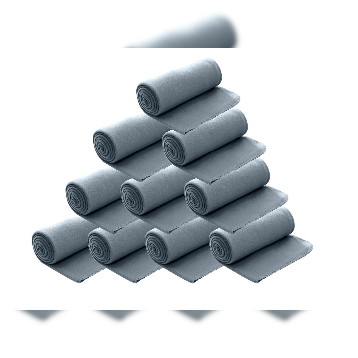 wometo 10er Set Polar Fleecedecke 130x160 cm, OEKO-TEX ca. 400g Gewicht, mit Antipilling & Kettelrand - Farbe grau Image