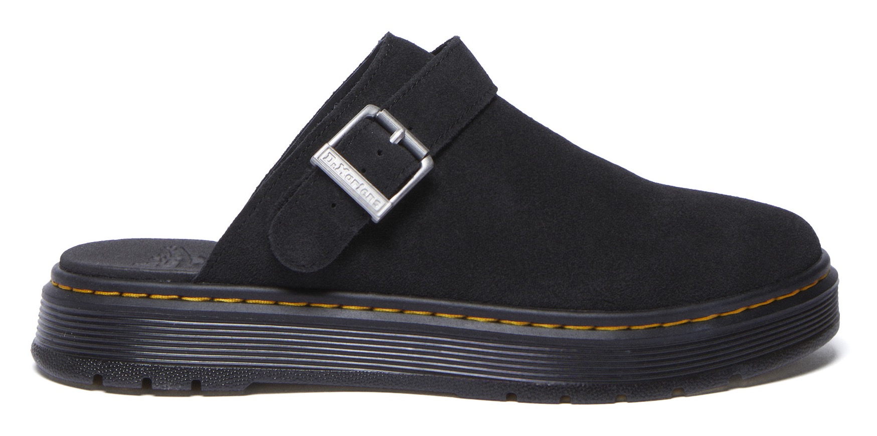 Sabot DR. MARTENS "Brookline BRONX SUEDE", Herren, Gr. 44, schwarz, Veloursleder, Schuhe Sabot, Clog, Hausschuh, Slides mit Plateausohle