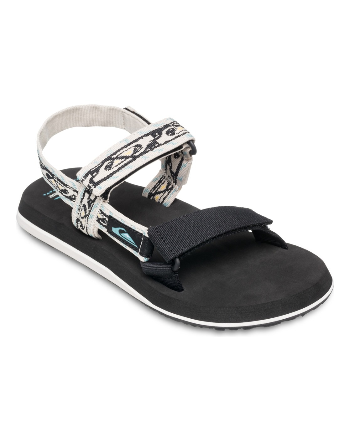 Sandale QUIKSILVER "Monkey Caged", Gr. 10 (43), schwarz-weiß (schwarz, weiß), Obermaterial: Textil [Chemiefaser] / Außensohle: Gummi, Schuhe