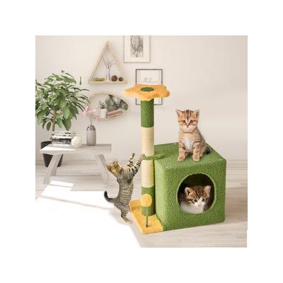 TSCOMON Activity Center 24-in Plush Cat Tree & Condo, Yellow