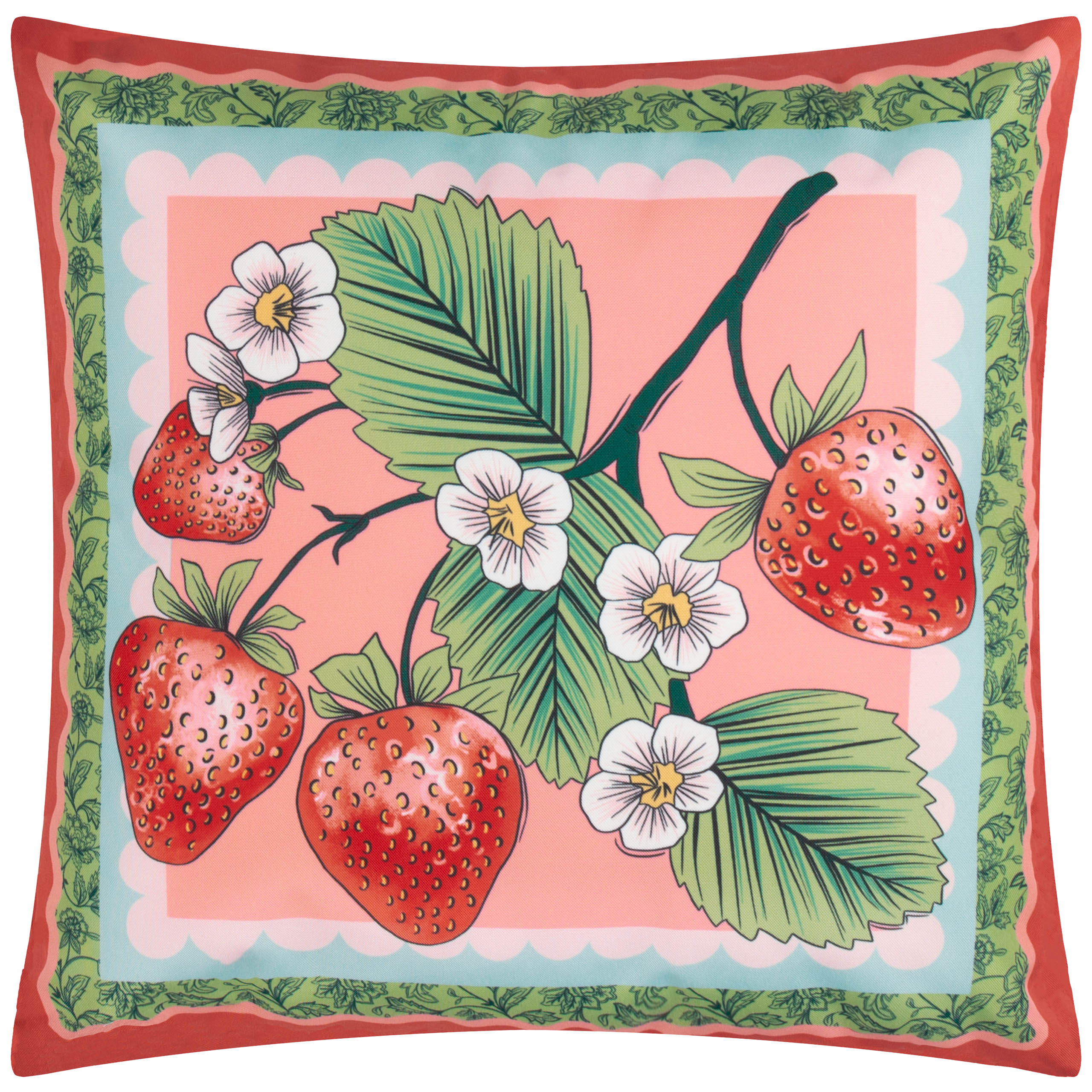 furn. Anemone Strawberries Floral Outdoor Cushion - Multicolour - Size 45 cm x 45 cm | furn. Sale | Discount Designer Brands