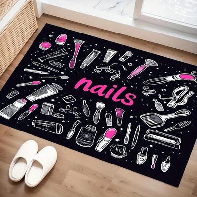 TEMU 1pc Polyester Doormat - Lightweight, Fade Resistant With - Machine Made Rectangle Rug For Entrance, Bedroom, Living Room - Hand Wash - Christmas, Thanksgiving Decoration - Print Anti-slip Carpet Image