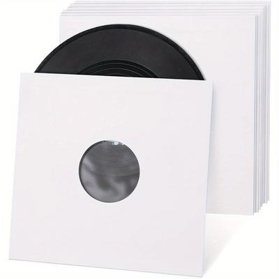 TEMU 10/5pcs White Paper Vinyl Record Sleeves, Anti-static White Paper Lp Record Protective Covers, Music Paper Record Sleeves Album Jackets Covers 12inch Image