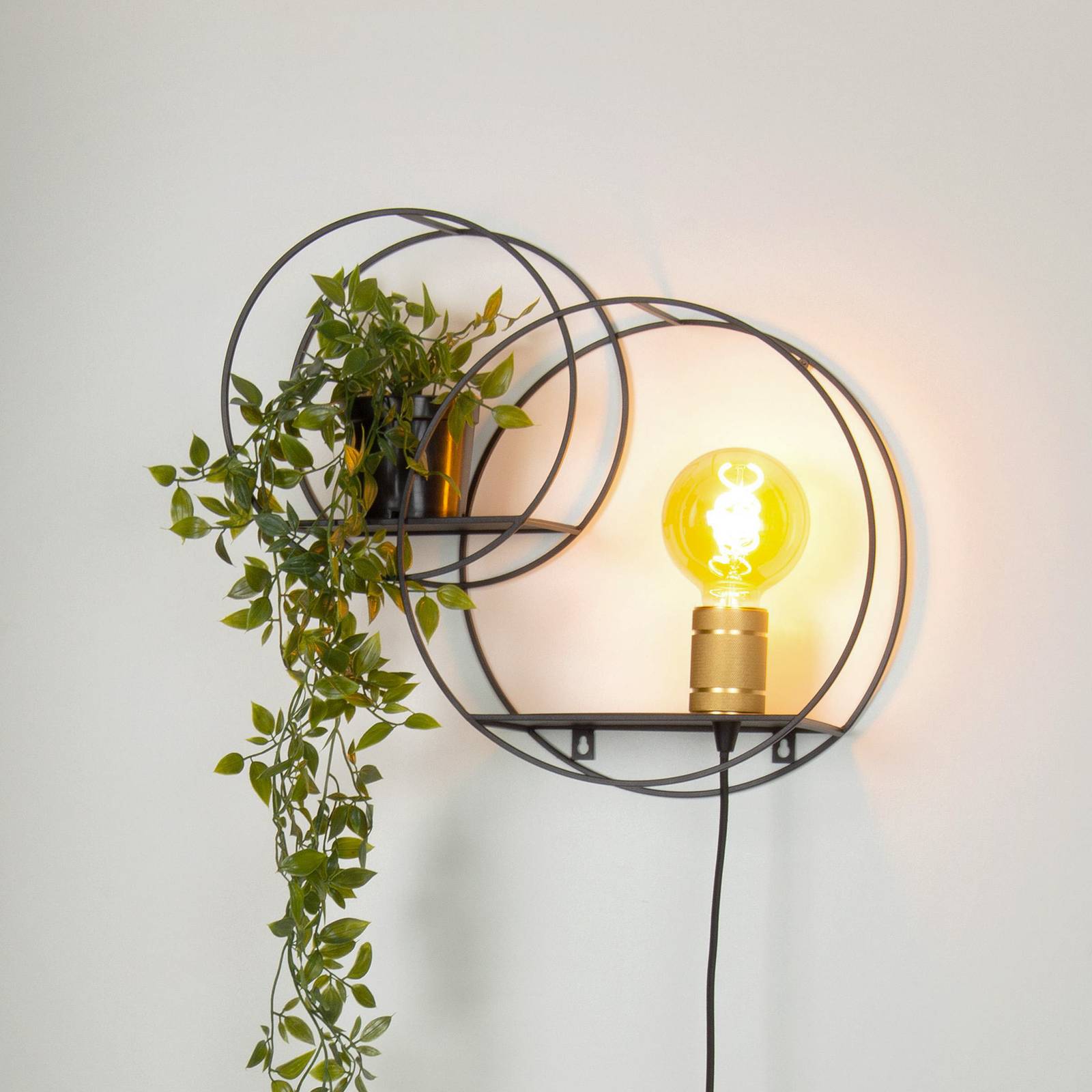 Lucide Wandlampe Circle, schwarz, für Wohn- / Esszimmer, Metall, Wandleuchte, Wandlampe Innen Image