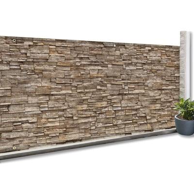 Verdunkelnder Sichtschutz 1,5 x 10 m Steinmuster braun 160 gr/m² Image