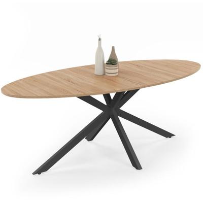Ovaler Esstisch alix 10 Personen Spinnenfuß Holz und Schwarz 200 cm Image