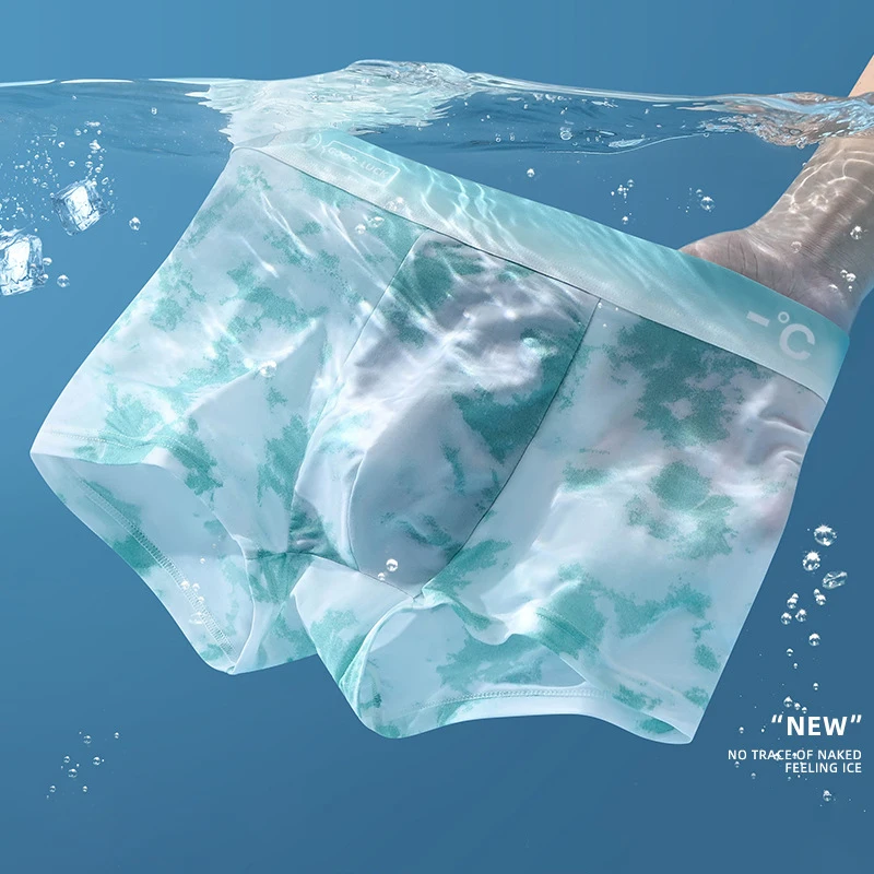 1Pcs Boxer Shorts Männer Eis Seide Unterwäsche Männliche Unterhose Atmungsaktiv Sexy Dünne Höschen U Konvexen Druck Dessous Großhandel Viele 6XL Image