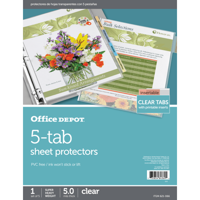 Office Depot Brand Tabbed Sheet Protectors, 8-1/2