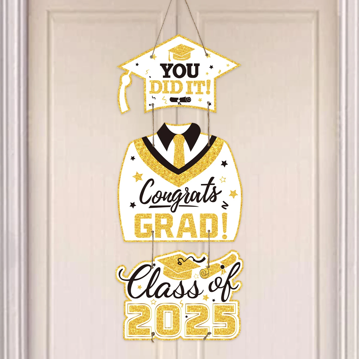 You Did It Door Banner Congrats Grad Class Of 2025 Dekorationen Abschlussfeier Türschild zum Aufhängen für Abschlussfeiern Image